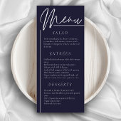 Elegante bruiloft waterverf bloemendonker marinedi menu