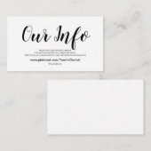 Elegante bruiloft website Details behuizing Kaarte Informatiekaartje (Voorkant / Achterkant)