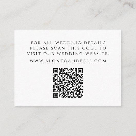 Elegante bruiloft website QR Code Zwart & Wit Info Informatiekaartje (Achterkant)