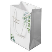 Elegante Bruiloft Welkom Gift Foliage Gouden Tekst Medium Cadeauzakje (Voorkant Gekanteld)