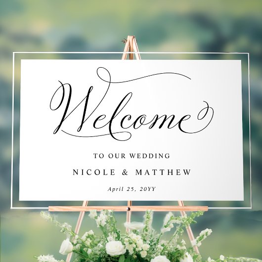 Elegante bruiloft welkom wit acryl teken acryl bord
