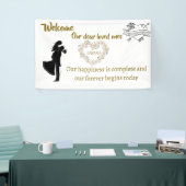 Elegante bruiloft welkomstbanner - "Onze Forever B Spandoek (Beurs)