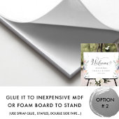 Elegante bruiloft Welkomstbord Blauw koraal Bloeme Poster