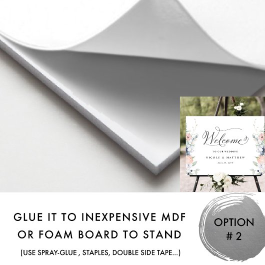 Elegante bruiloft Welkomstbord Blauw koraal Bloeme Poster