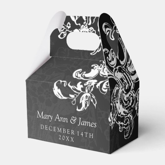 Elegante bruiloft wervelingen 2 zwart bedankdoosjes (Voorkant Zijde)