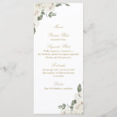 Elegante bruiloft wit roos boeket menu (Voorkant)