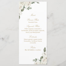 Elegante bruiloft wit roos boeket menu