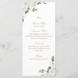 Elegante bruiloft wit roos boeket menu
