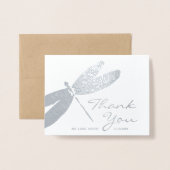 Elegante bruiloft zilveren libel dank u kaarten (Voorkant met envelop)