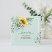 Elegante bruiloft zonnebloem Verander de datum Save The Date (Staand voorkant)