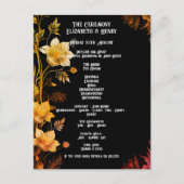 Elegante bruiloft zwart en goud bloemen uitnodigin briefkaart (Voorkant)