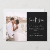 Elegante bruiloft zwart wit dank u foto kaart (Voorkant)