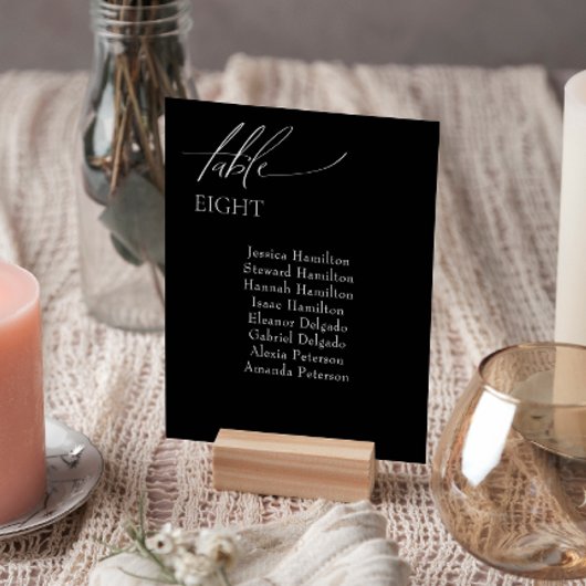 Elegante bruiloft zwarte gast zittafel nummers