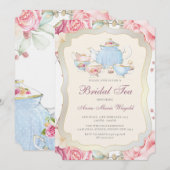 Elegante Bruilofts Thee met Bloemen Kaart (Voorkant / Achterkant)