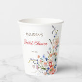 Elegante Bruiloftsborrel met Bloemen Papieren Bekers (Voorkant)