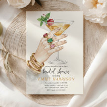 Elegante bruiloftscocktail uitnodigingskaart kunst