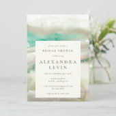 Elegante bruiloftsdouche in waterverf met smaragdg kaart (Staand voorkant)