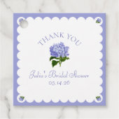 Elegante Bruiloftsfeest Klassieke Hortensia Scallo Bedankjes Labels (Voorkant)