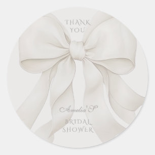 Elegante Bruiloftsshower Bedankt met Strik Ronde Sticker