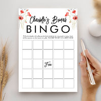 Elegante Bruiloftsshower Bingo Spelkaart met Bloem