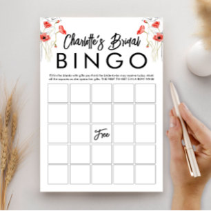 Elegante Bruiloftsshower Bingo Spelkaart met Bloem Kaart