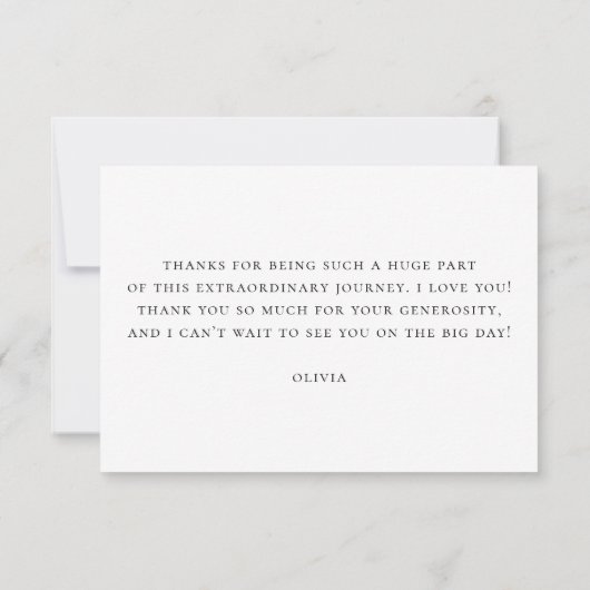 Elegante Bruiloftsshower Notitie | Minimalistische Bedankkaart (Achterkant)