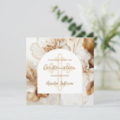 Elegante bruine bloemen bevestiging uitnodiging (Staand voorkant)