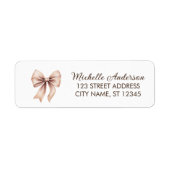 Elegante bruine Bow Coquette Retour Adres Label (Voorkant)