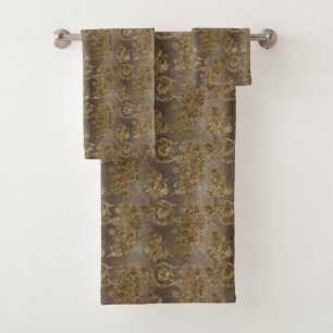 Elegante bruine damast  badkamer bad handdoek