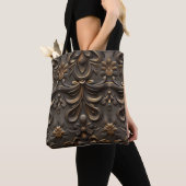 Elegante bruine en gouden sierlijke Canvas tas (Dichtbij)