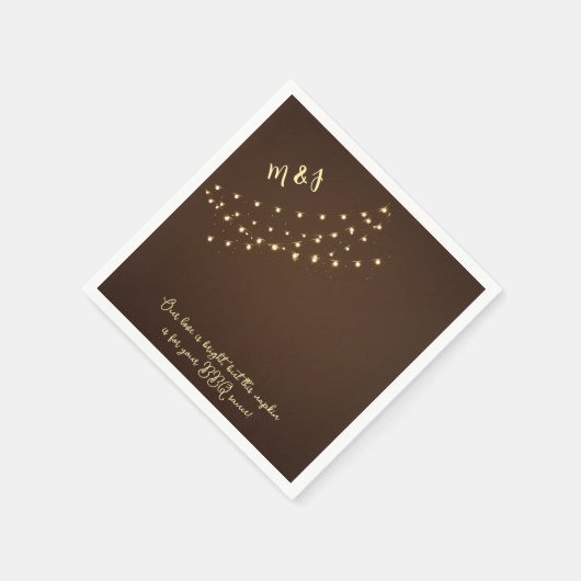 Elegante bruine en gouden slingerlichtjes grappige servet (Hoek)