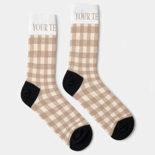 Elegante bruine geige gingham prepleister gecontro sokken