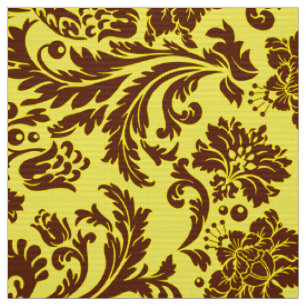 Elegante bruine & gele bloemdamast stof