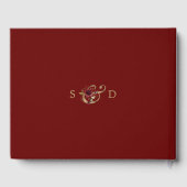 Elegante bruine gouden bloemen monogram bruiloft gastenboek (Achterkant)