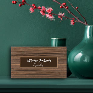 Elegante bruine houten visitekaartje