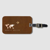 elegante bruine identificatiecode voor reisbagage bagagelabel (Voorkant (horizontaal))