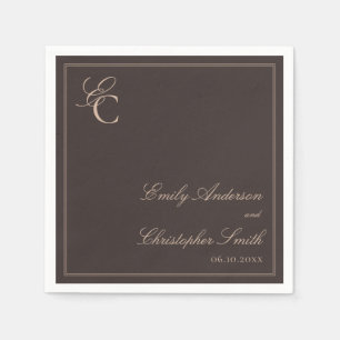 Elegante Bruine Klassieke Bruiloft Servet