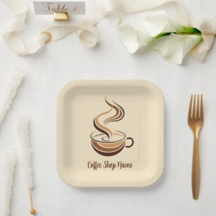 Elegante Bruine Koffie espresso business logo shop Papieren Bordje