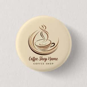 Elegante Bruine Koffie espresso business logo shop Ronde Button 3,2 Cm