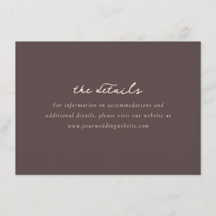 Elegante bruine minimalistische trouwkaart met det informatiekaartje