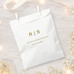 Elegante Bruine Monogram Trouwgunstzak Bedankzakje