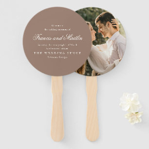 Elegante Bruine Romantische Bruiloft Handwaaier