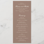 Elegante Bruine Romantische Bruiloft Programma (Voorkant)