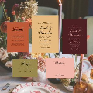 Elegante bruine script huwelijksuitnodiging kaart