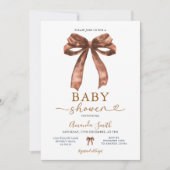 Elegante Bruine Strik Coquette Baby Shower Eenvoud Kaart (Voorkant)