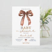 Elegante Bruine Strik Coquette Baby Shower Eenvoud Kaart (Staand voorkant)
