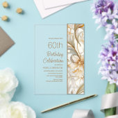 Elegante Bruine Waterverf Bloemen 60ste Verjaardag Acryl Uitnodigingen (Insitu (Huwelijk))