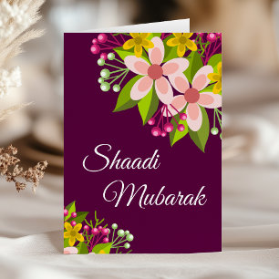 Elegante Bruisende Bloemige Shaadi Mubarak Kaart