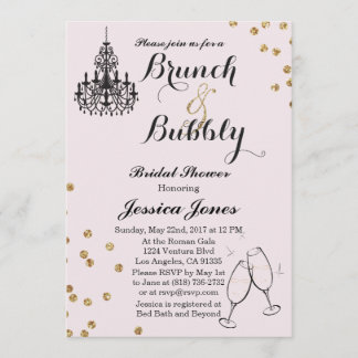 Elegante brunch & bubble bruids douche uitnodiging