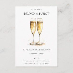 Elegante brunch & bubble bruids douche uitnodiging informatiekaartje